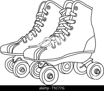 Roller skates drawing on white background Stock Vector