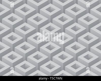 Gray Isometric cubes abstract seamless background vector illustration Stock Vector
