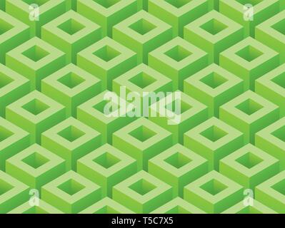 Green Isometric cubes abstract seamless background vector illustration Stock Vector