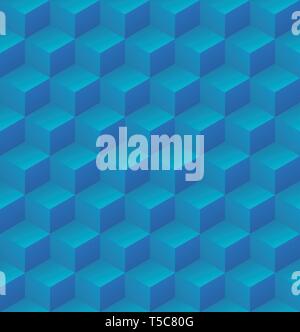 Geometric abstract blue cubic seamless pattern vector background illsutration Stock Vector