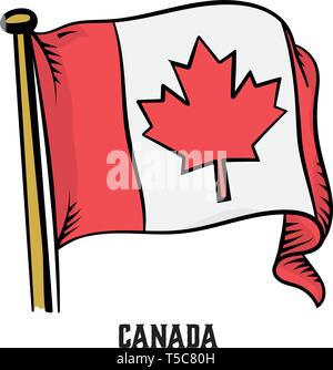 Vintage engraving style Canada flag vector illustration Stock Vector