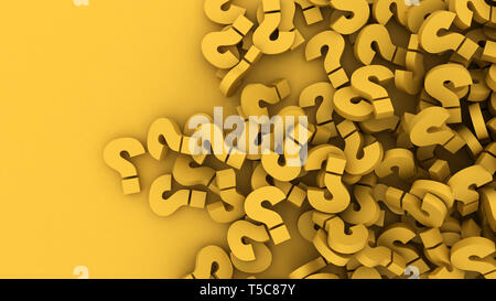 Orange 3d question marks background. 3D render questions and doubt Stock Photo
