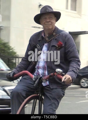 Alan Price on his penny farthing in central London he has urged