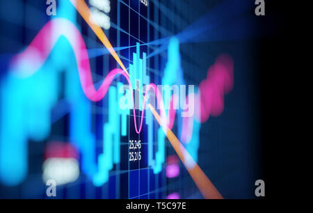 Complex Stock Market Candlestick Chart. Business economy and financial background. 3D illustration. Stock Photo