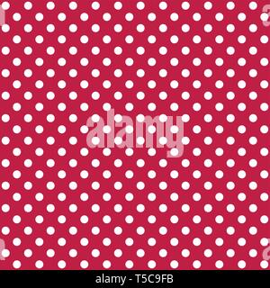 A seamless pattern is a large white dot on a persian red background. EPS Vector file suitable for filling any form. Stock Vector