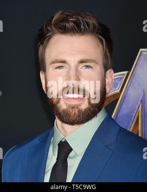 LOS ANGELES, CA - APRIL 22: Chris Evans arrives at the world premiere Of Walt Disney Studios Motion Pictures 'Avengers: Endgame' at the Los Angeles Convention Center on April 22, 2019 in Los Angeles, California. Stock Photo