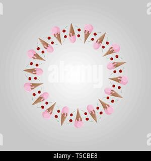 Vector illustration of Cute ipink ice cream and cherry Seamless pattern ...