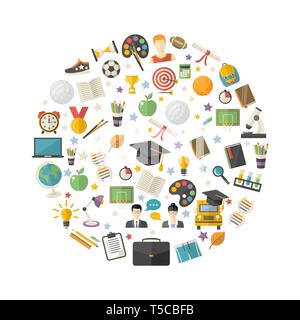 Education,knowledge icon set in circle Stock Vector