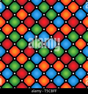 Stained-glass window pattern with simple geometric shapes Stock Vector