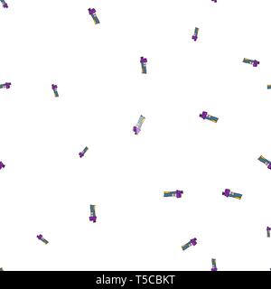 Seamless pattern of houses in doodle style. Vector illustration, kids drawing on white background Stock Vector