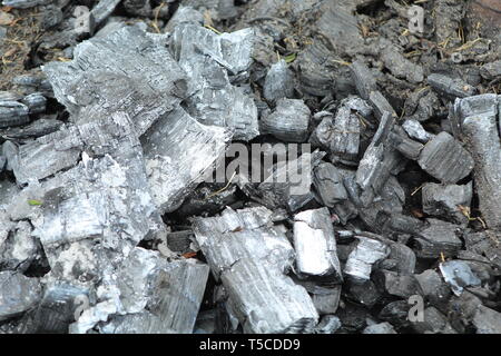 Charcoal after a fire Stock Photo