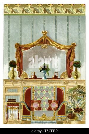 Interior decoration. Art Nouveau vintage illustration. By Modern Drapery 1900 Stock Photo