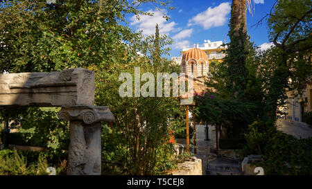 Byzantine Orthodox Church Dome in Plaka, Athens, Greece Stock Photo