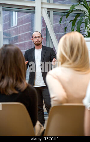 Abstract people lecture in seminar room, education or training concept Stock Photo