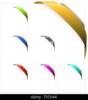 Set of Empty colorful corner ribbons - you can write some text on it (sale, new, sold, free, hot, etc) Stock Vector