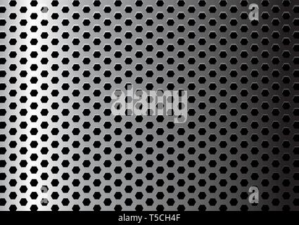 Metal texture / pattern with hexagon holes Stock Vector