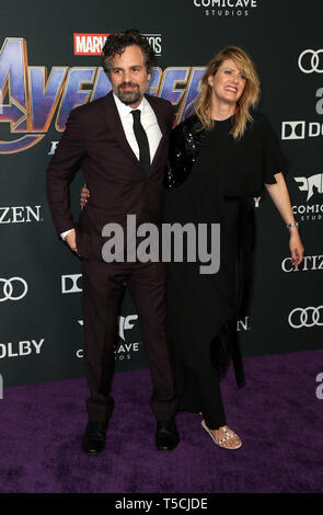 Los Angeles, Ca, USA. 22nd Apr, 2019. Mark Ruffalo and Sunrise Coigney at the world premiere of Marvel Studios' Avengers: Endgame at the Los Angeles Convention Center in Los Angeles, California on April 22, 2019. Credit: Faye Sadou/Media Punch/Alamy Live News Stock Photo