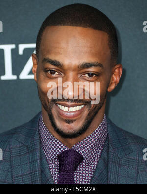 Los Angeles, United States. 22nd Apr, 2019.LOS ANGELES, CALIFORNIA, USA - APRIL 22: Actor Anthony Mackie wearing Etro arrives at the World Premiere Of Walt Disney Studios Motion Pictures and Marvel Studios' 'Avengers: Endgame' held at the Los Angeles Convention Center on April 22, 2019 in Los Angeles, California, United States. (Photo by Xavier Collin/Image Press Agency) Credit: Image Press Agency/Alamy Live News Stock Photo