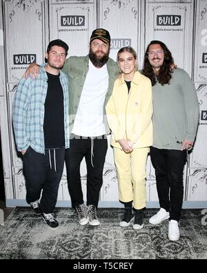 Musicians Joel Houston, Taya Smith and Jonathon Douglass of the