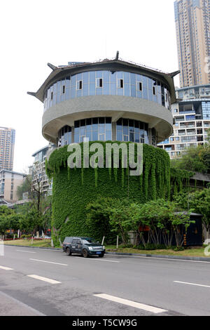 Chongqin, Chongqin, China. 24th Apr, 2019. Chongqing, CHINA-A hot pot shaped building can be seen in southwest ChinaÃ¢â‚¬â„¢s Chongqing. Credit: SIPA Asia/ZUMA Wire/Alamy Live News Stock Photo