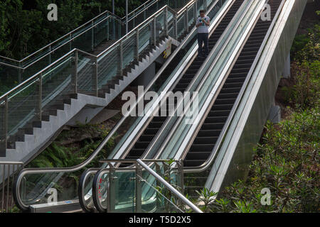 Chongqing, Chongqing, China. 24th Apr, 2019. Chongqing, CHINA-The 60-meter-long and 28-meter-tall escalator can be seen at the mountain in southwest ChinaÃ¢â‚¬â„¢s Chongqing. Credit: SIPA Asia/ZUMA Wire/Alamy Live News Stock Photo