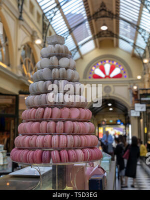 Macaroons on sale at the Royal Arcade, Melbourne, Australia Stock Photo