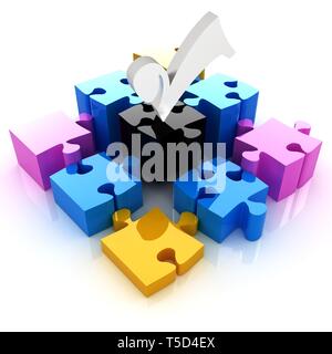 Puzzle of the four elements. Conceptual image - a palette CMYK Stock Photo