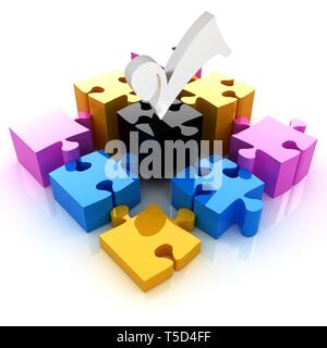 Puzzle of the four elements. Conceptual image - a palette CMYK Stock Photo