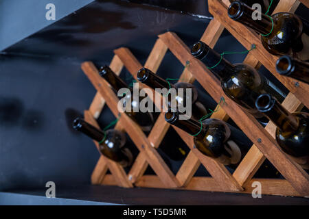 empty bottles decorative on the shelf Stock Photo