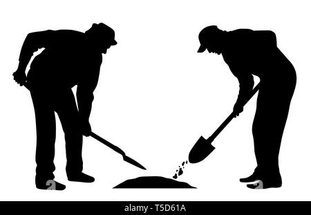 Workers with shovel Stock Vector