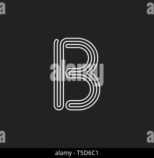 Lines letter B, thread maze style vector latin letter for logo and monogram. Typography design. Stock Vector