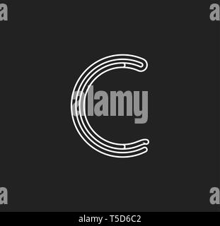 Lines letter C, thread maze style vector latin letter for logo and monogram. Typography design. Stock Vector