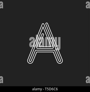 Lines letter A, thread maze style vector latin letter for logo and monogram. Typography design. Stock Vector