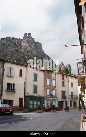 Padern and its chateau, Aude, Occitanie, France Stock Photo