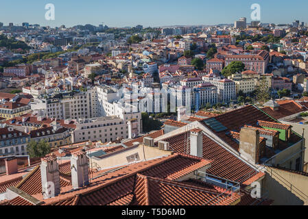Aerial view from Castelo de Sao Jorge viewing point in Lisbon city, Portugal Stock Photo