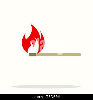 Match fire icon vector. flame heat or spicy food symbol flat icon for apps and websites vector illustration eps10 Stock Vector