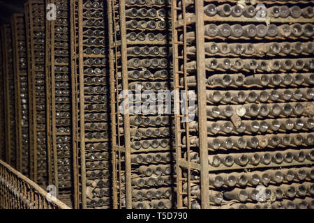 Photo of ancient wine cellar for graphic and web design, for website or mobile app. Stock Photo