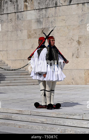 Presidential Guards at the Monument of Unknown Soldier in Athens, Greece Stock Photo