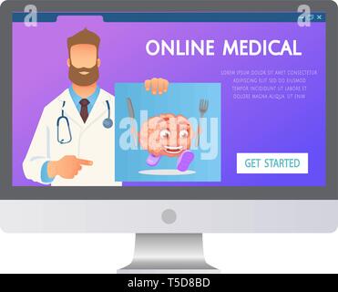 Online medical consultation. Doctor online. Medicine concept. Doctor website vector illustration Stock Vector