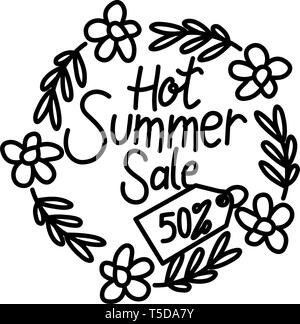 Hot Summer Sale Script Text Design Template Stock Vector