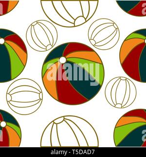 Ball Beach Pattern Seamless Design Template Vector Stock Vector