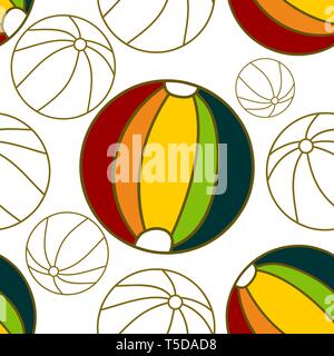 Ball Beach Pattern Seamless Design Template Vector Stock Vector