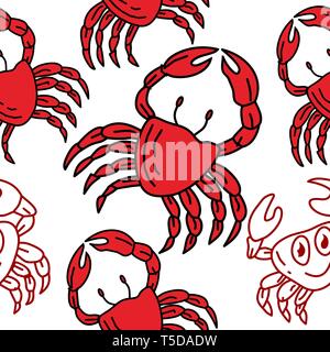 Crab Pattern Seamless Design Template Vector Stock Vector