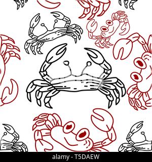 Crab Pattern Seamless Design Template Vector Stock Vector