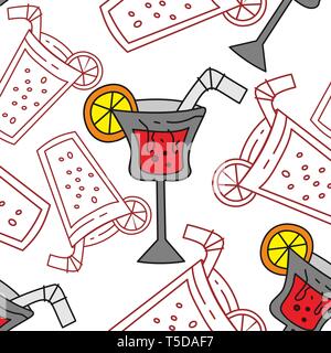 Drinking Glass Pattern Seamless Vector Template Stock Vector