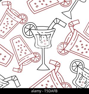 Drinking Glass Pattern Seamless Vector Template Stock Vector