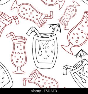Drinking Glass Pattern Seamless Vector Template Stock Vector