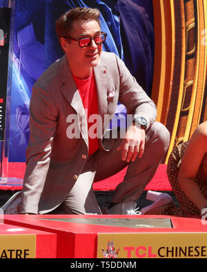 April 23, 2019 - Los Angeles, CA, USA - LOS ANGELES - APR 23:  Robert Downey Jr at the Avengers Cast Members Handprint Ceremony at the TCL Chinese Theater on April 23, 2019 in Los Angeles, CA (Credit Image: © Kay Blake/ZUMA Wire) Stock Photo