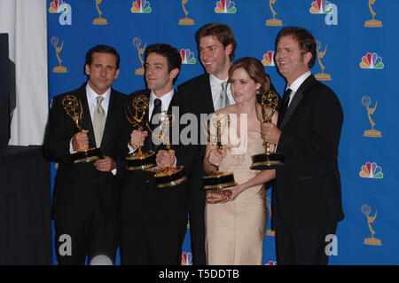 LOS ANGELES, CA. August 27, 2006: Stars of TV comedy 'The Office' - STEVE CARRELL (left), B.J. NOVAK, JENNA FISCHER, JOHN KRASINSKI & RAINN WILSON - at the 2006 Primetime Emmy Awards at the Shrine Auditorium, Los Angeles. © 2006 Paul Smith / Featureflash Stock Photo