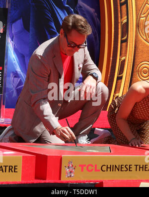 April 23, 2019 - Los Angeles, CA, USA - LOS ANGELES - APR 23:  Robert Downey Jr at the Avengers Cast Members Handprint Ceremony at the TCL Chinese Theater on April 23, 2019 in Los Angeles, CA (Credit Image: © Kay Blake/ZUMA Wire) Stock Photo